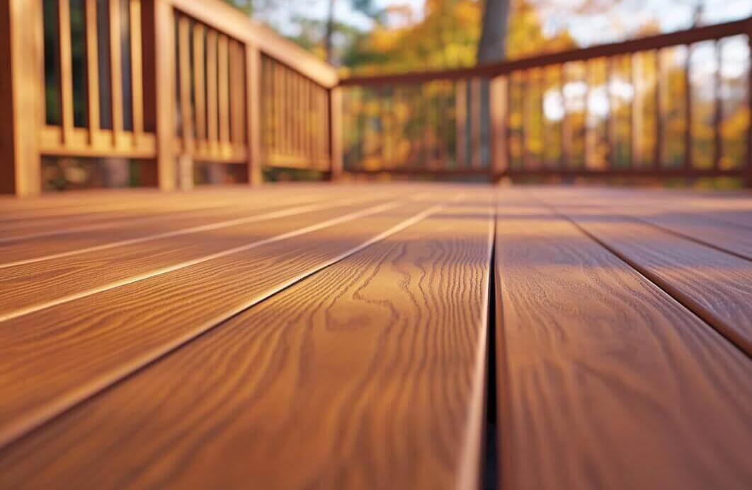 Wooden terrace flooring with wooden panels for pergola.